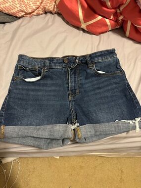 Lucky Brand Dark Blue Rolled-Cuff Denim Shorts